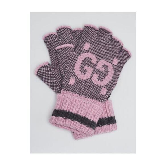 Gucci Accessories - Gucci Light Purple Grey Cashmere GG Fingerless Gloves S sz